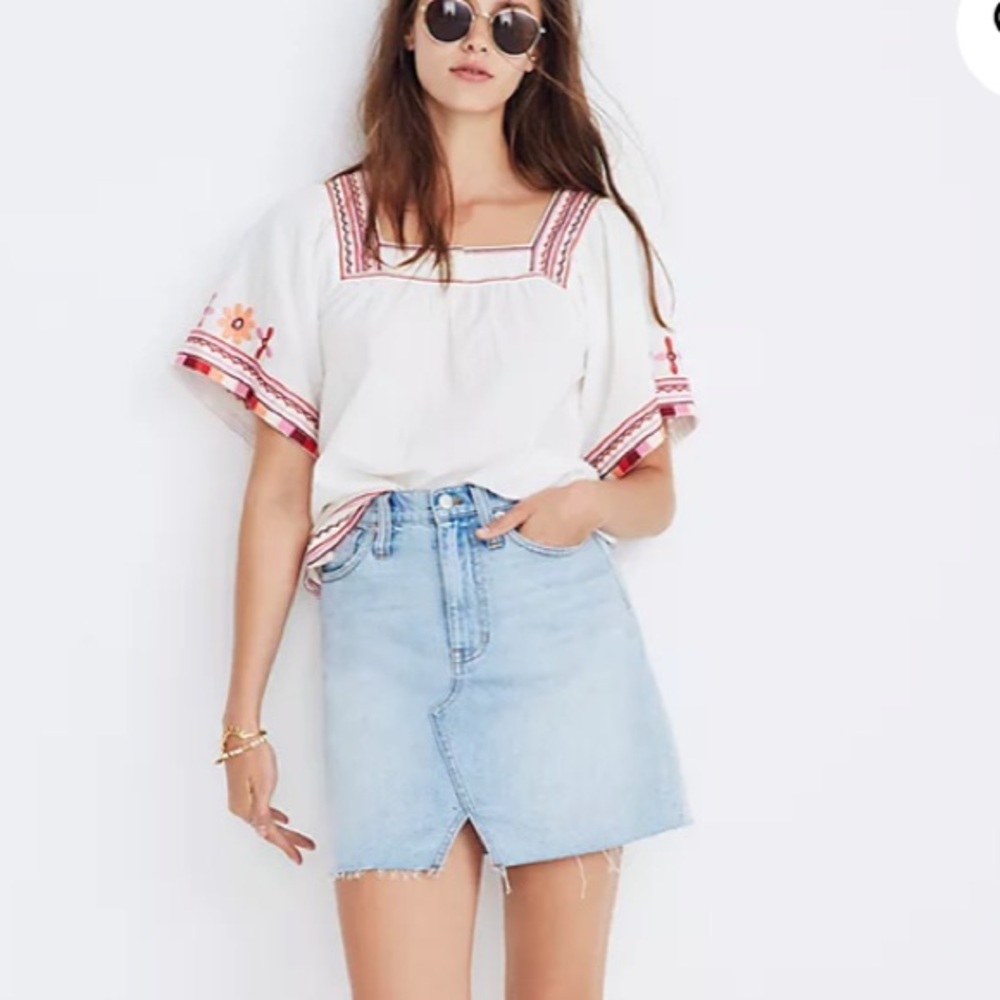 Madewell Rigid light wash Denim A-Line Mini Skirt size 23 NWT